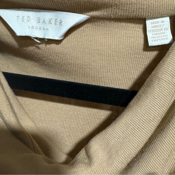 Revolve Ted Baker Neyda Camel Wrap Jersey Tan Long Sleeve dress - Picture 12 of 13